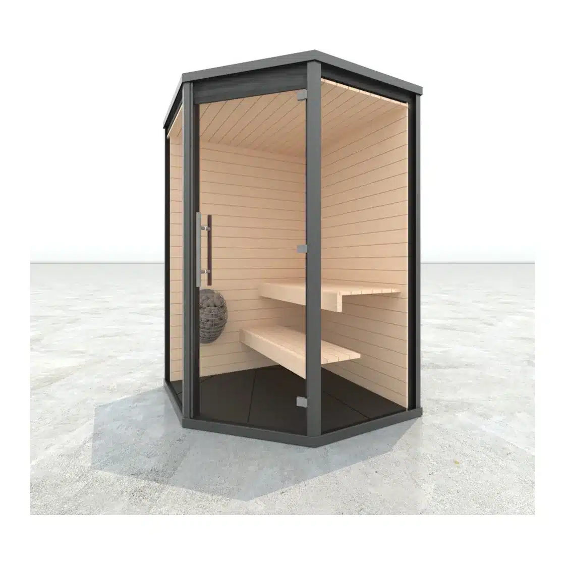 Haljas Hele Glass Mini 3-person Mirrored Glass outdoor sauna
